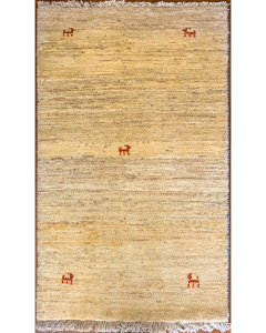 Gabbeh Ivory Hand Knotted Runner Rug 2'6" x 5'2"