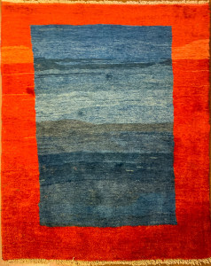 Gabbeh Blue/Red Hand Knotted Rug 3'7" x 5'5"