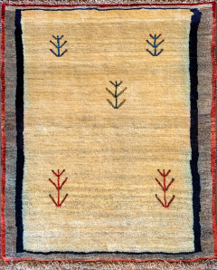 Gabbeh Ivory/Brown Hand Knotted Rug 3'3" x 4'7"