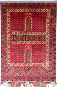 Kargahi Prayer Wool Hand Knotted Pakistani Rug