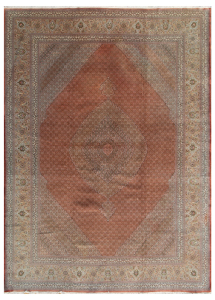 Tabriz Mahi Rust/Beige Wool Hand Knotted Persian Rug