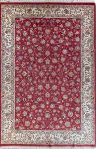 Tabriz Afshan 40 Rose/Ivory Wool Hand Knotted Persian Rug