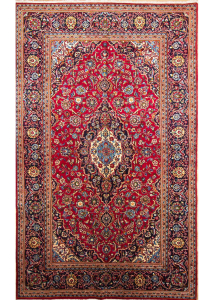 Kashan Vintage Red Wool Hand Knotted Persian Rug