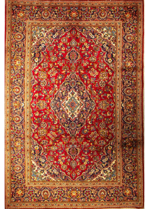 Kashan Red Hand Knotted Rug 6'5" x 9'10"