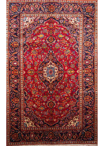 Kashan Red Hand Knotted Rug 6'8" x 10'9"