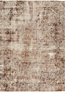 Bakhtiari Semi-Antique Stonewash Overdyed Brown Wool Hand-Knotted Persian Rug