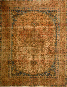 Mashad Stonewash Overdyed Vintage Hand Knotted Wool Persian Rug