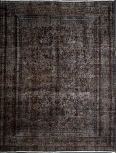 Mashad Stonewash Overdyed Vintage Hand Knotted Wool Persian Rug