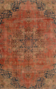 Sabzvar Stonewash Overdyed Vintage Hand Knotted Wool Persian Rug