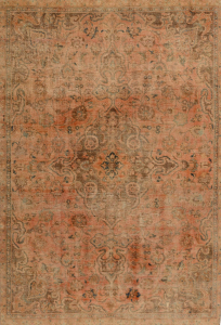 Sabzevar Semi-Antique Stonewash Ivory Wool Hand Knotted Persian Rug