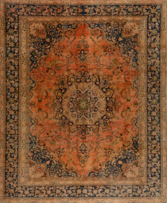 Mashad Stonewash Overdyed Vintage Hand Knotted Wool Persian Rug