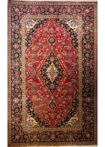 Kashan Red Hand Knotted Rug 6'3" x 10'2"