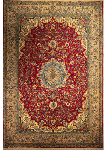 Mashad Red Hand Knotted Rug 6'10" x 10'1"