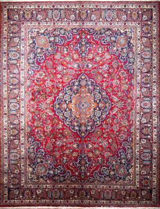 Mashad Red Hand Knotted Rug 9'6" x 12'5"