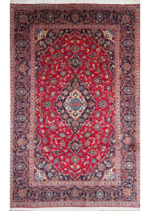 Kashan Red Hand Knotted Rug 6'6" x 10'2"