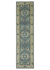 Oushak Grey/Ivory Hand Knotted Runner Rug 2'8" x 10'1"