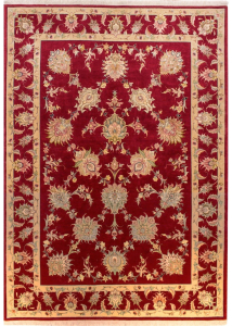 Tabriz Gol Red Wool & Silk Hand Knotted Persian Rug