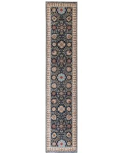 Ellora Indo Persian Style Black Hand Knotted Runner Rug 2'7" x 11'7"