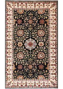 Ellora Indo Persian Style Black Hand Knotted Rug 2'6" x 3'11"