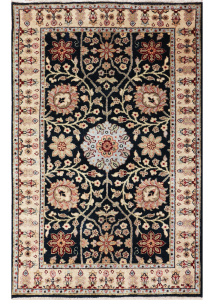 Ellora Indo Persian Style Black Hand Knotted Rug 3'0" x 4'11"