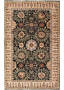 Ellora Indo Persian Style Black Hand Knotted Rug 3'0" x 4'9"