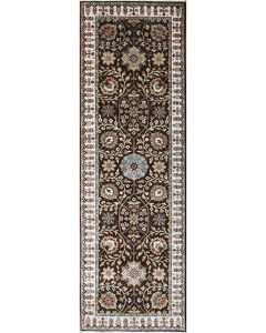 Ellora Indo Persian Style Brown Hand Knotted Runner Rug 2'7" x 7'10"