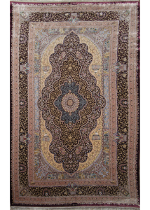 Qum Taj Burgundy Power Loom and Handmade Persian Rug