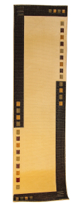 Golden Cream/Black Loomed Runner Turkish Rug