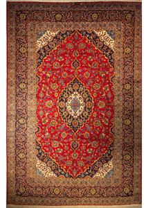 Kashan Red Hand Knotted Rug 7'10" x 11'11"