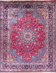 Mashad Red Hand Knotted Rug 9'6" x 12'9"