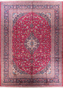 Kashan Vintage Red Wool Hand Knotted Persian Rug