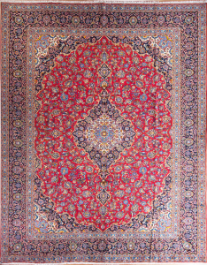 Kashan Super Fine Red Hand Knotted Rug 9'11" x 12'7"