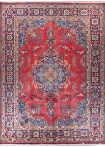 Mashad Red Hand Knotted Rug 8'2" x 11'1"