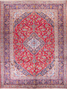 Kashan Red Hand Knotted Rug 7'11" x 10'4"