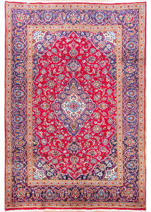 Kashan Red Hand Knotted Rug 6'5" x 9'7"