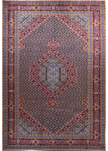 Ardabil Medallion Navy Blue Hand Knotted Rug 6'8" x 9'7"