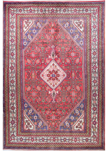 Bibikabad Medallion Red Hand Knotted Rug 6'6" x 9'6"