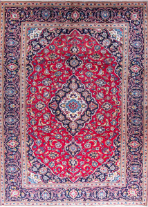 Kashan Medallion Red Hand Knotted Rug 8'0" x 11'2"