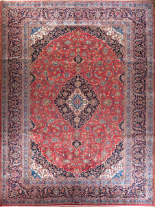 Kashan Medallion Red Hand Knotted Rug 9'5" x 12'11"