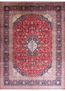 Kashan Medallion Red Hand Knotted Rug 9'5" x 12'5"
