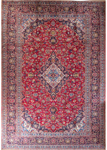 Kashan Medallion Red Hand Knotted Rug 9'6" x 13'4"