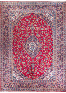 Kashan Medallion Red Wool Hand Knotted Persian Rug