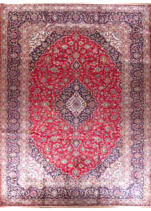 Kashan Medallion Red Hand Knotted Rug 9'10" x 13'1"