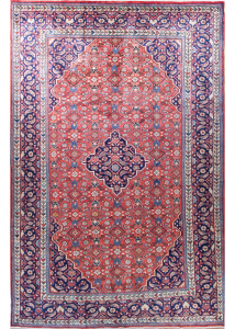 Mahal Medallion Red Wool Hand Knotted Persian Rug