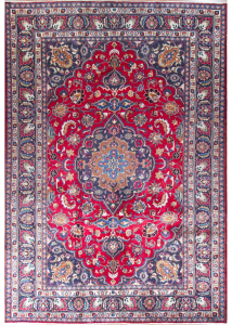 Mashad Medallion Red Hand Knotted Rug 6'5" x 9'6"