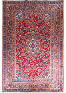 Mashad Medallion Red Hand Knotted Rug 6'5" x 9'7"