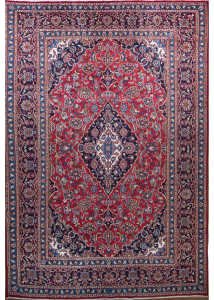 Mashad Medallion Red Hand Knotted Rug 6'6" x 9'7"