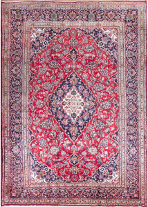 Mashad Medallion Red Hand Knotted Rug 6'7" x 9'5"