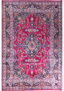 Mashad Medallion Red Hand Knotted Rug 6'8" x 9'9"