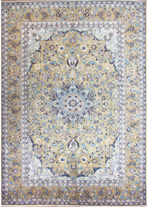 Najafabad Medallion Beige Wool Hand Knotted Persian Rug